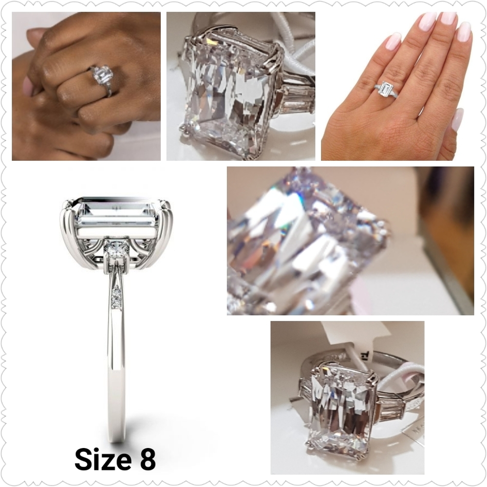 925 Sterling Silver 2 CT Swarovski 3-Stone Ring💎